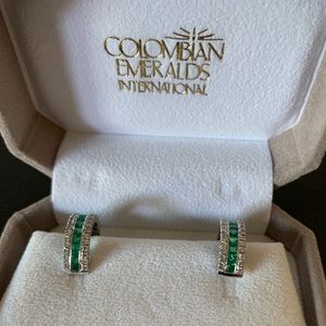 Colombian Emerald and Diamond Hoop Earrings